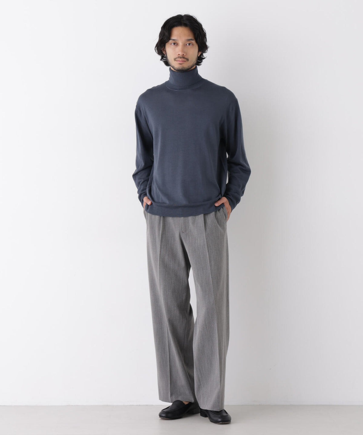 「DELEGANT」 ワンタックストレートトラウザーズ(セットアップ可)