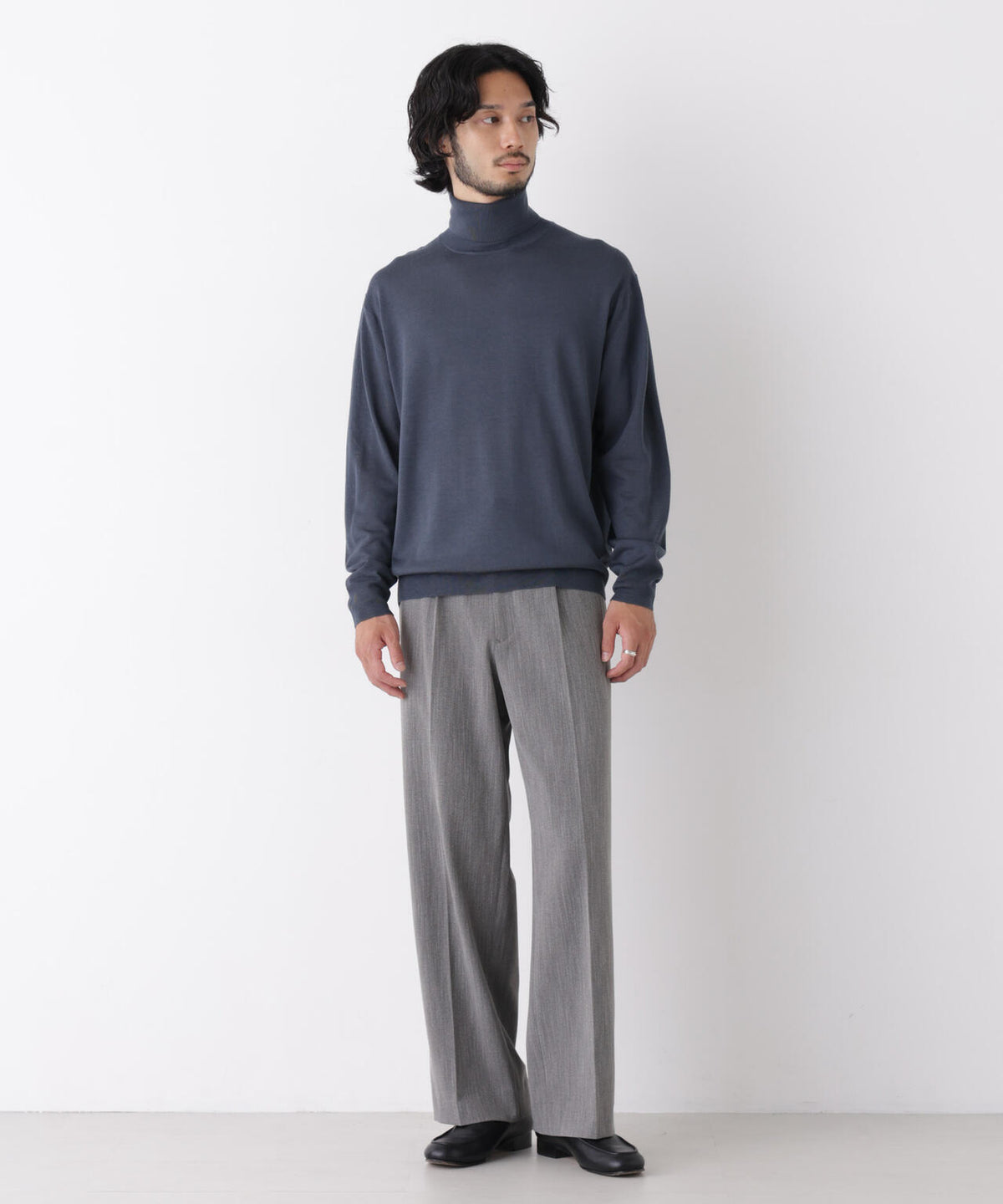 「DELEGANT」 ワンタックストレートトラウザーズ(セットアップ可)
