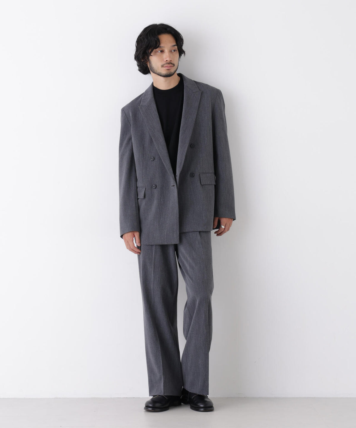 「DELEGANT」 ワンタックストレートトラウザーズ(セットアップ可)