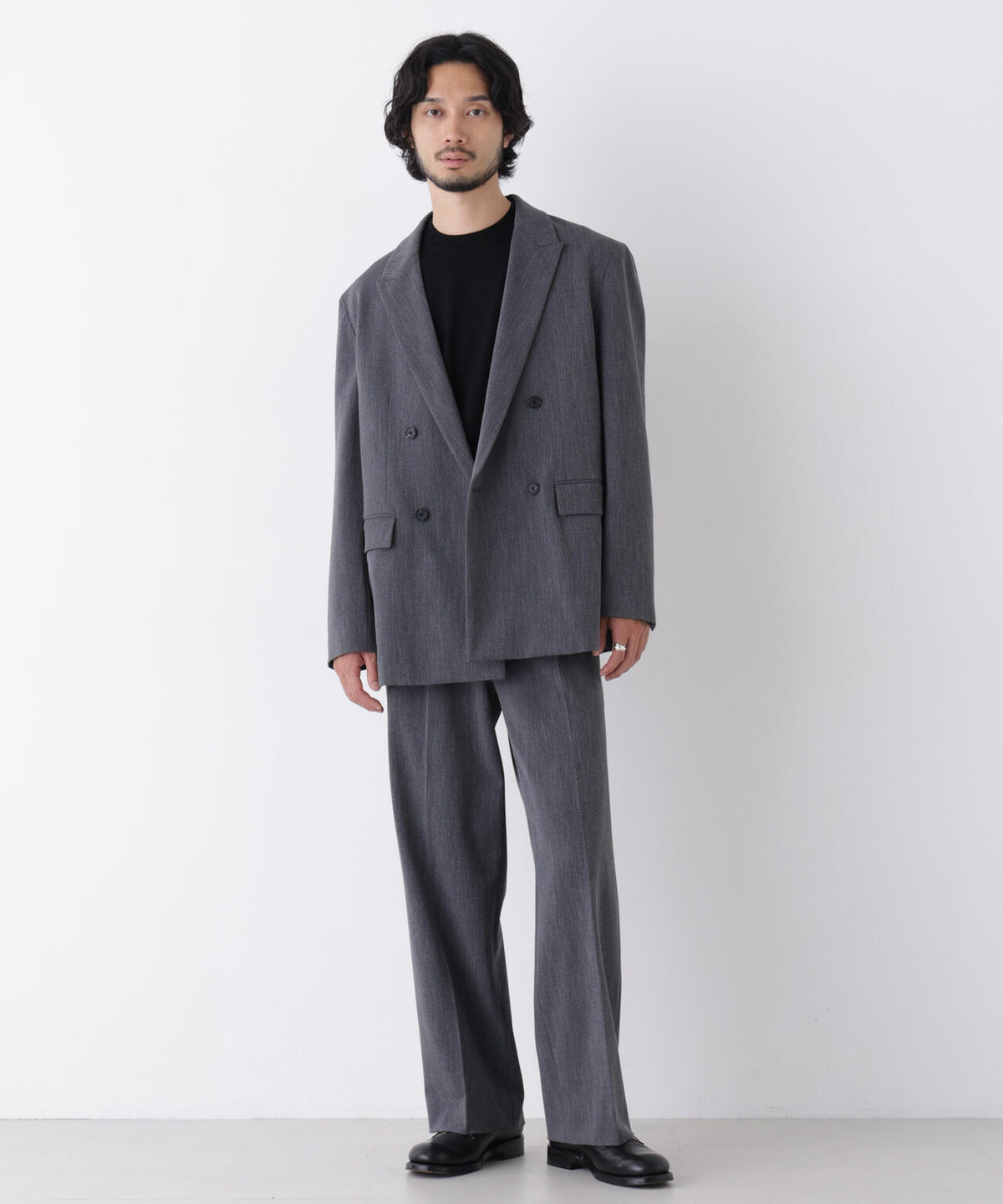「DELEGANT」 ワンタックストレートトラウザーズ(セットアップ可)