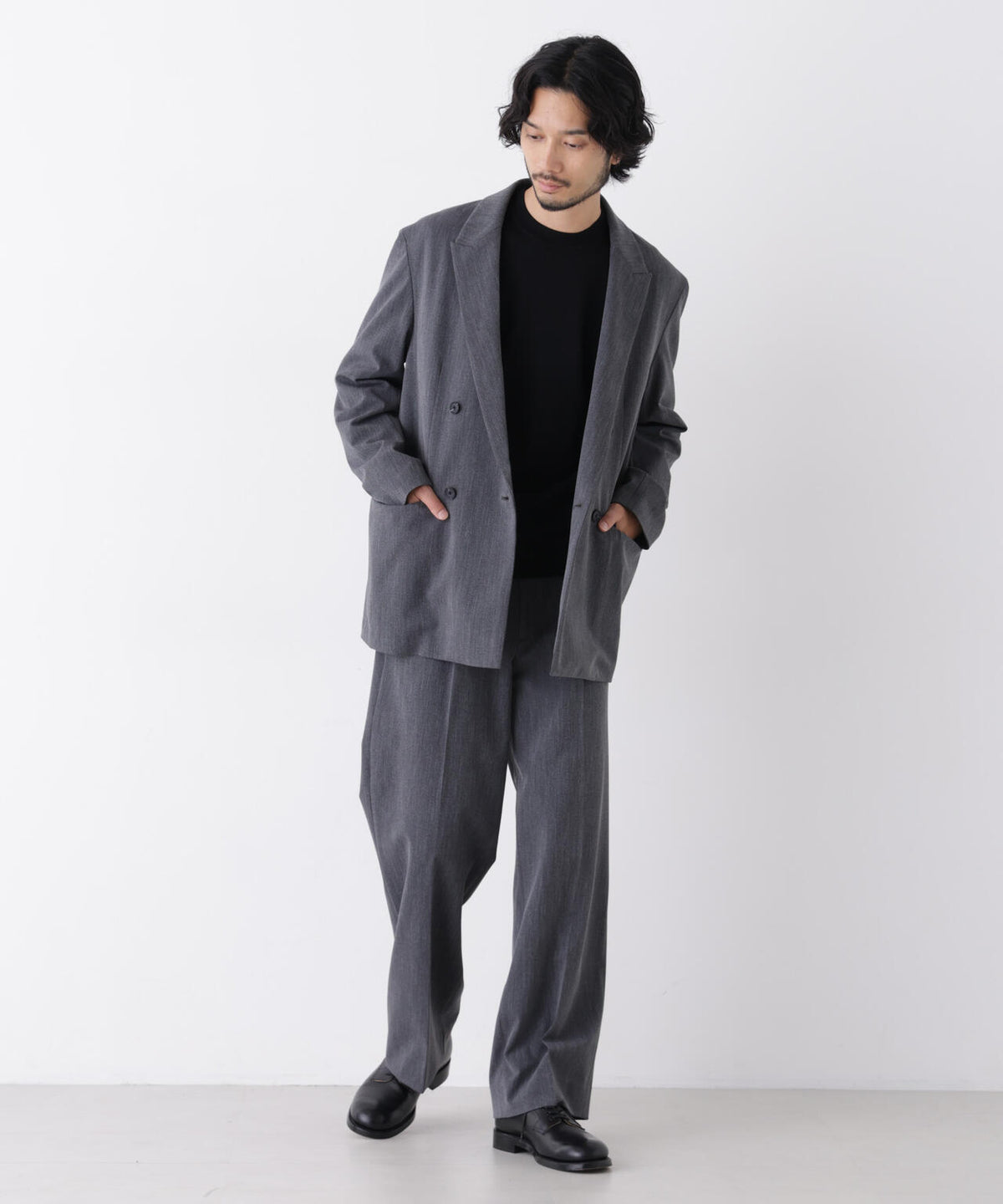 「DELEGANT」 ワンタックストレートトラウザーズ(セットアップ可)