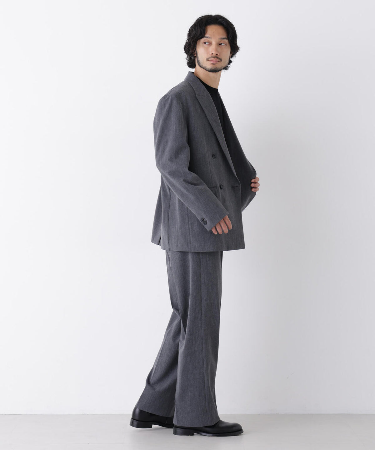 「DELEGANT」 ワンタックストレートトラウザーズ(セットアップ可)