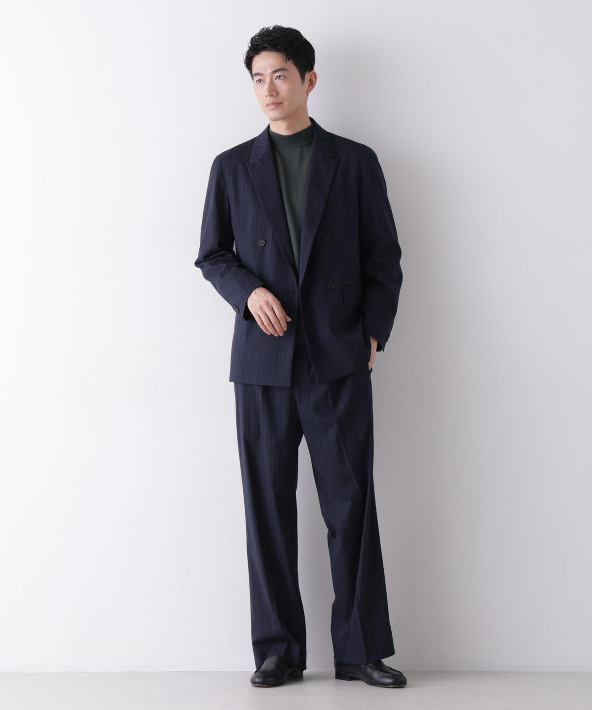 「DELEGANT」 ワンタックストレートトラウザーズ(セットアップ可)