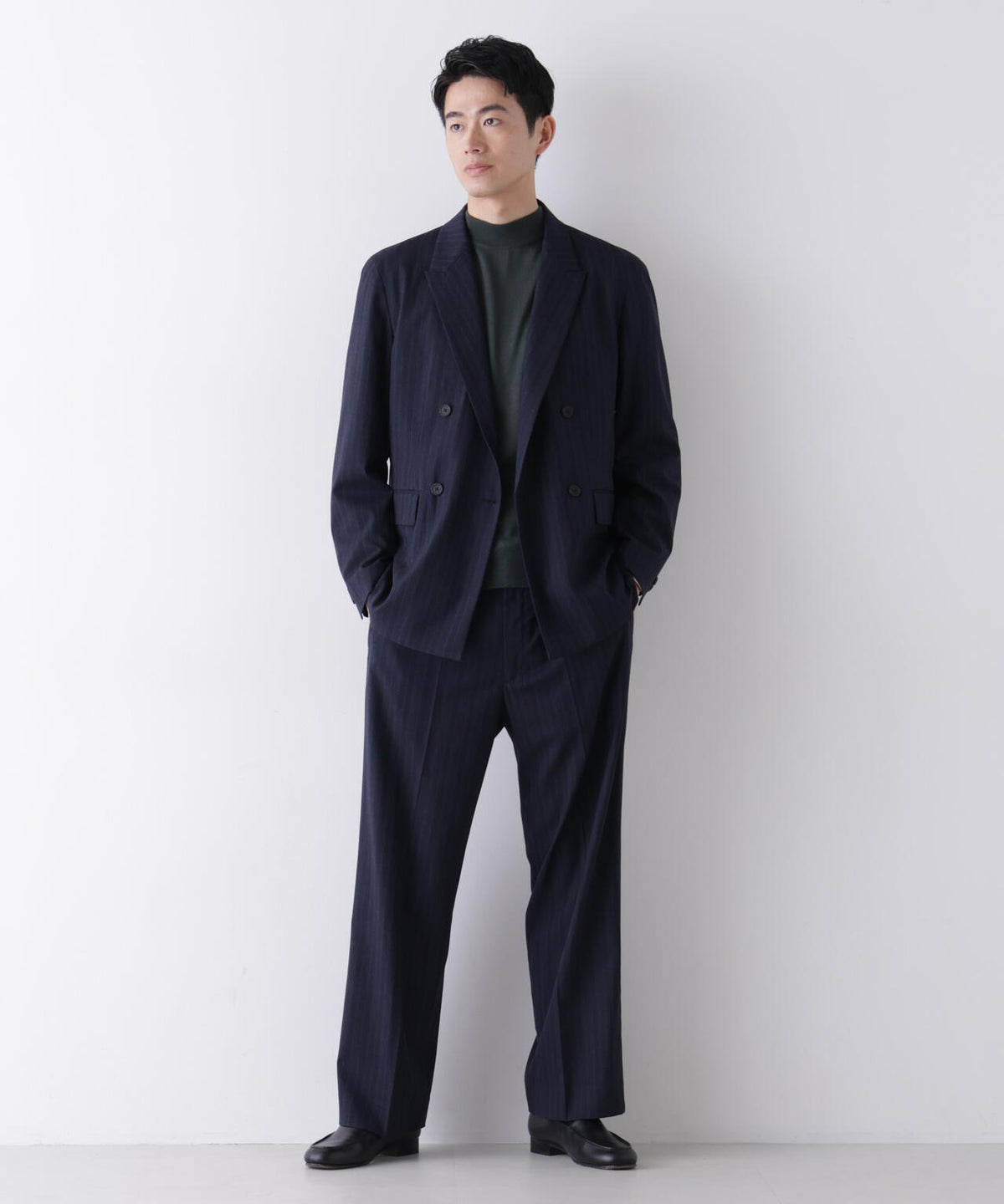 「DELEGANT」 ワンタックストレートトラウザーズ(セットアップ可)