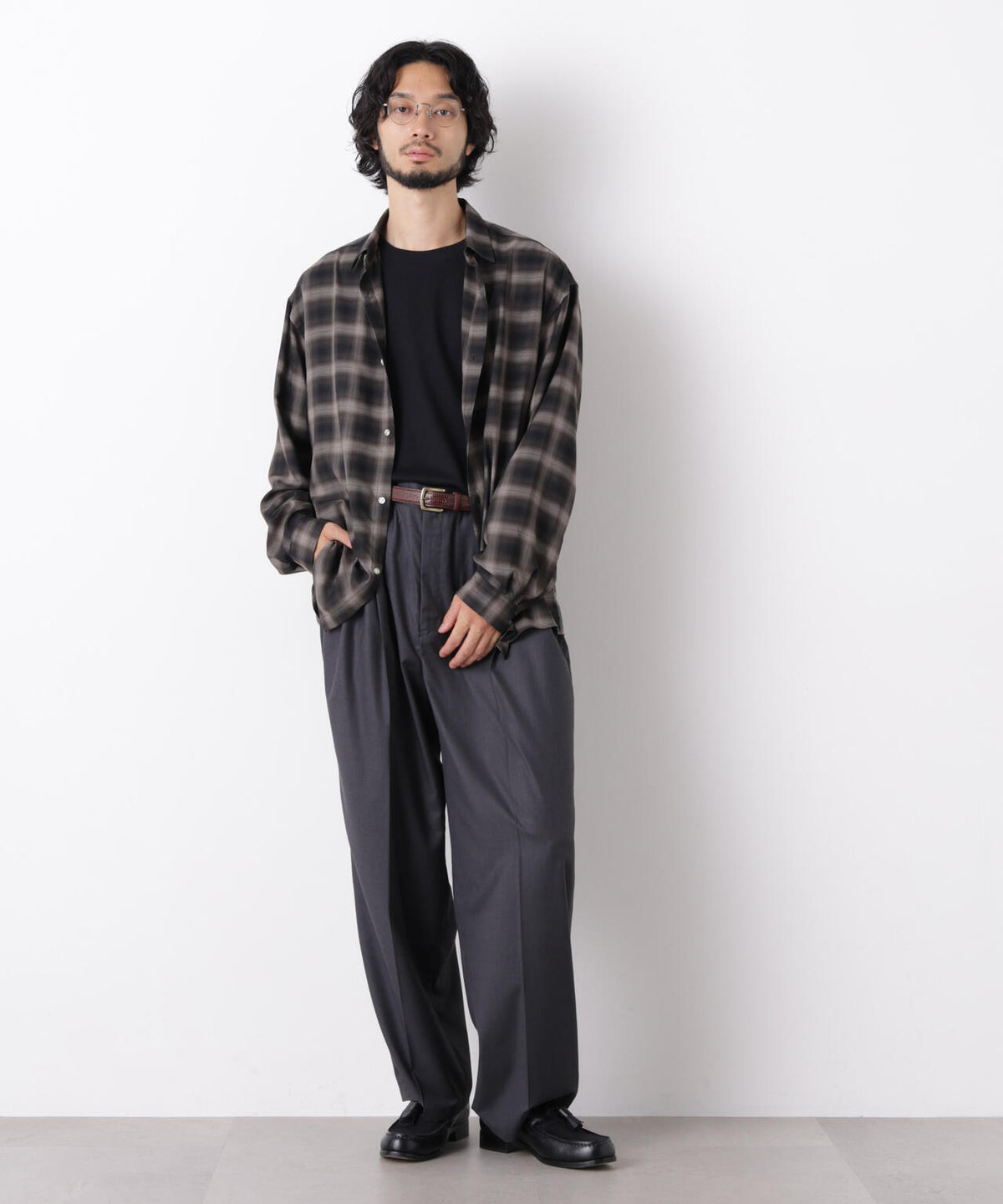 「OtoNANO」大人のワイドパンツ TRクリアツイルワイドイージーパンツ