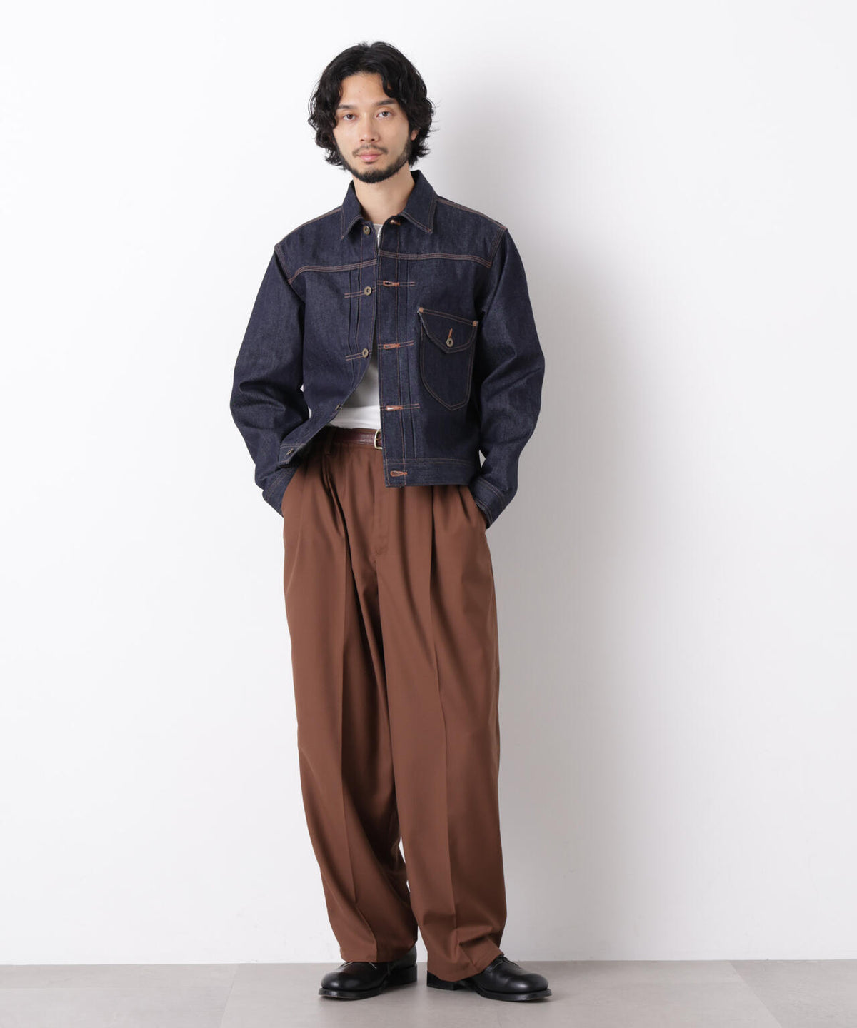 「OtoNANO」大人のワイドパンツ TRクリアツイルワイドイージーパンツ