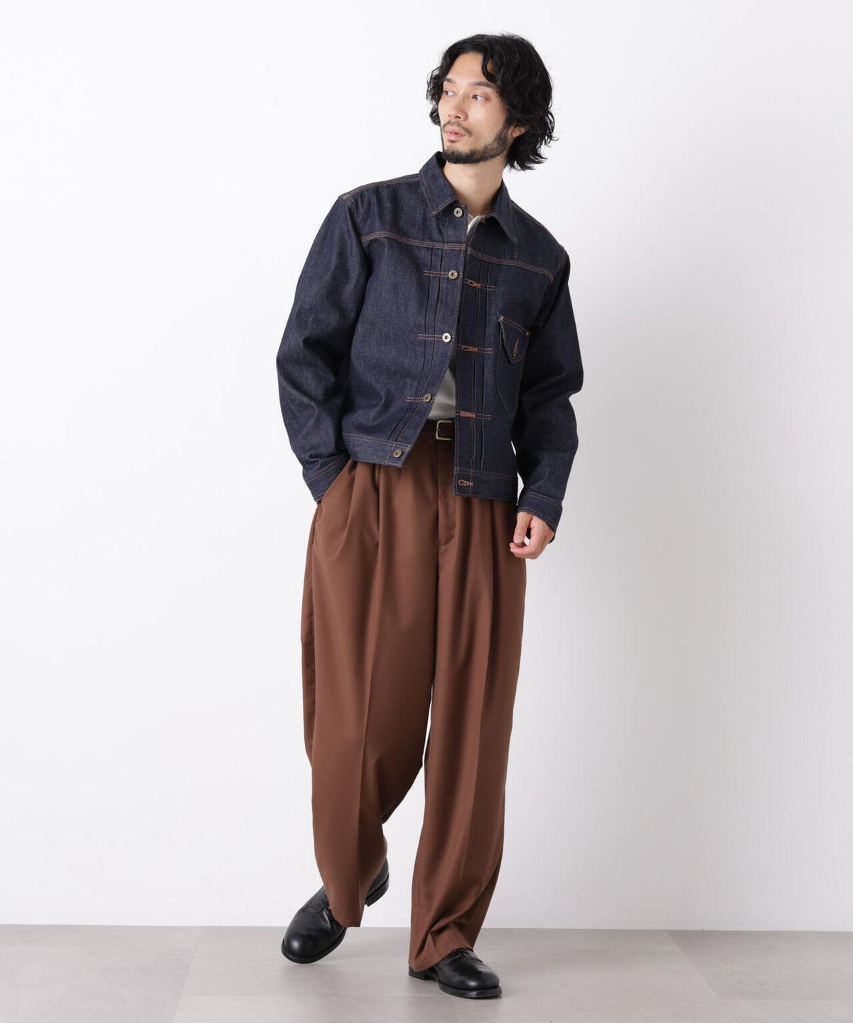 「OtoNANO」大人のワイドパンツ TRクリアツイルワイドイージーパンツ