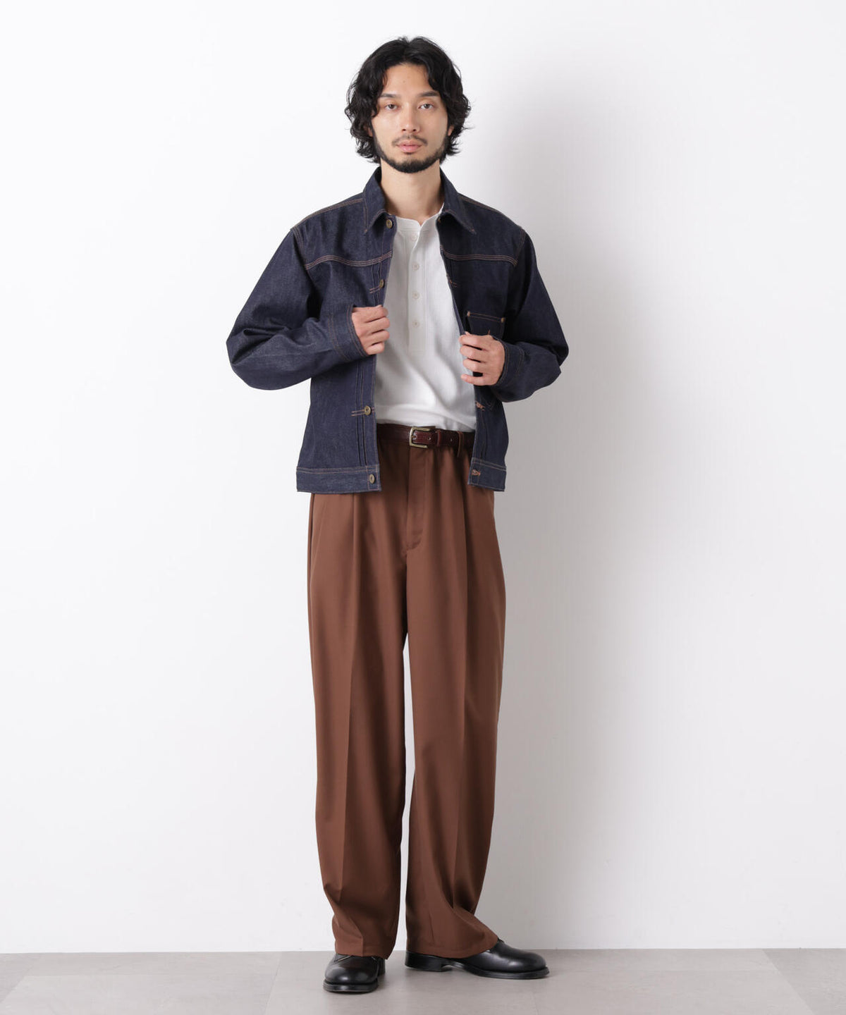 「OtoNANO」大人のワイドパンツ TRクリアツイルワイドイージーパンツ