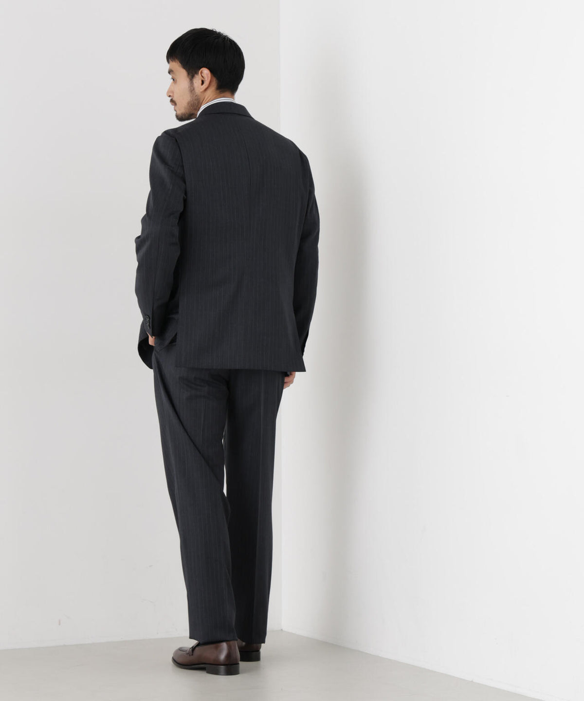 【形態安定】「DamerinoFormal」ウールPペンシルストライプPT/WASHABLE(セットアップ可)