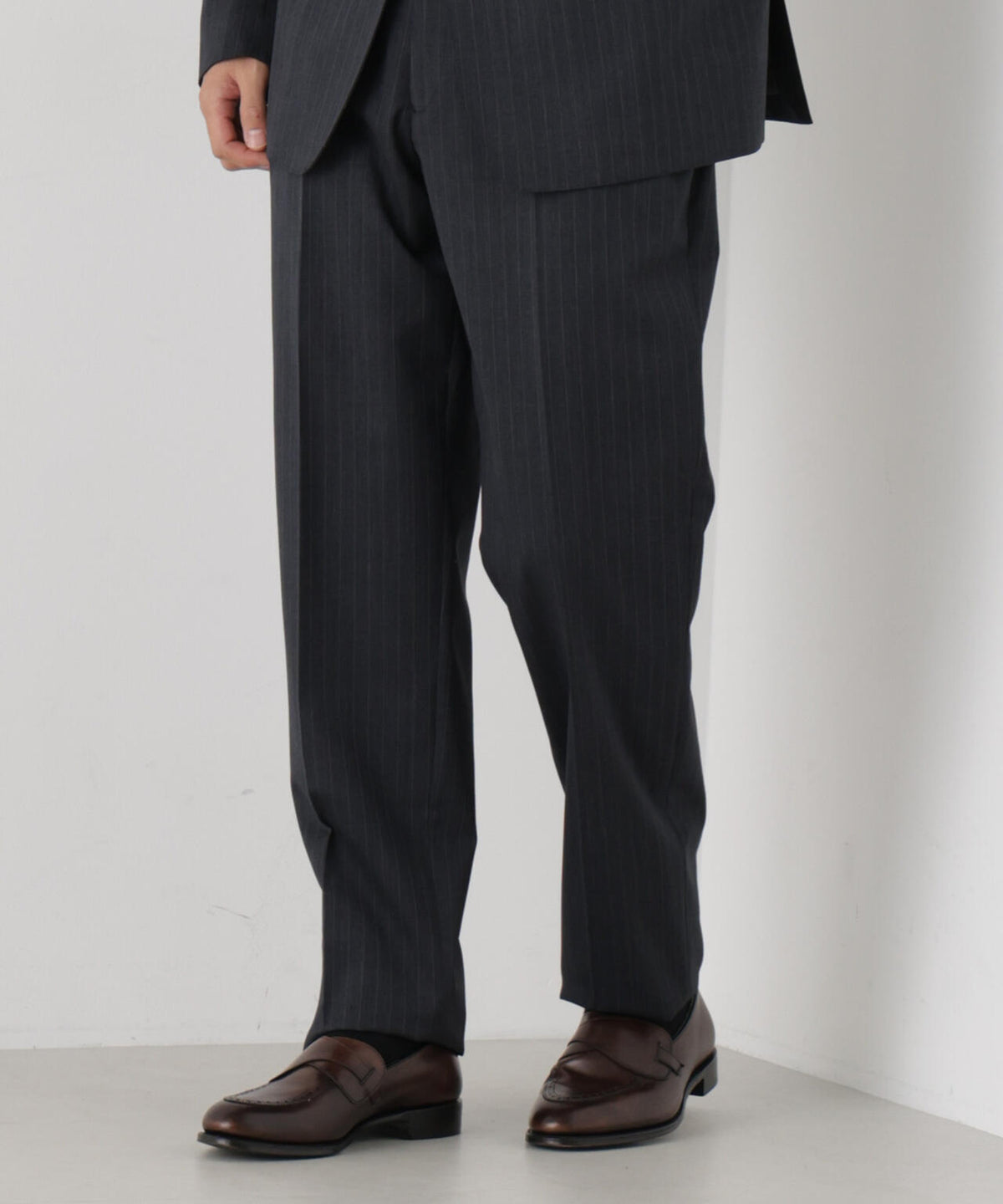 【形態安定】「DamerinoFormal」ウールPペンシルストライプPT/WASHABLE(セットアップ可)