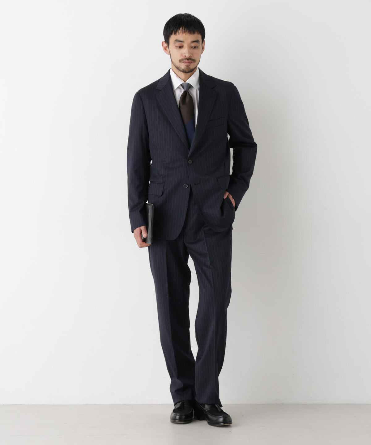 【形態安定】「DamerinoFormal」ウールPペンシルストライプPT/WASHABLE(セットアップ可)