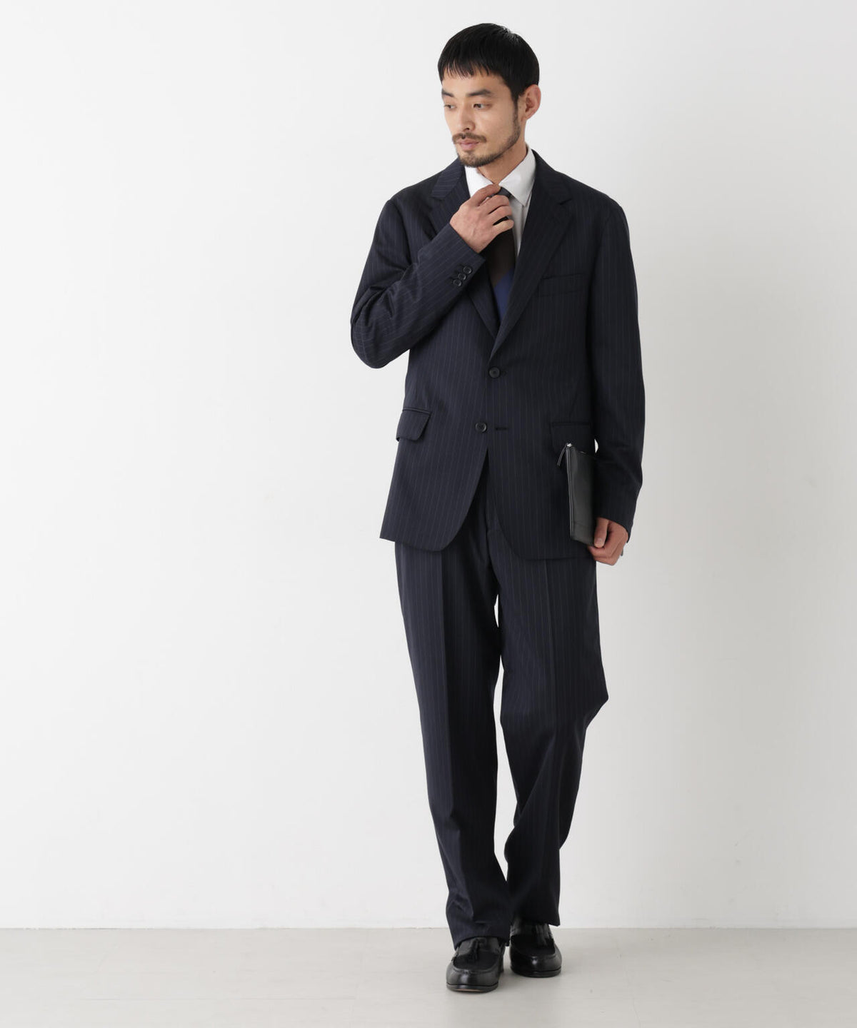 【形態安定】「DamerinoFormal」ウールPペンシルストライプPT/WASHABLE(セットアップ可)