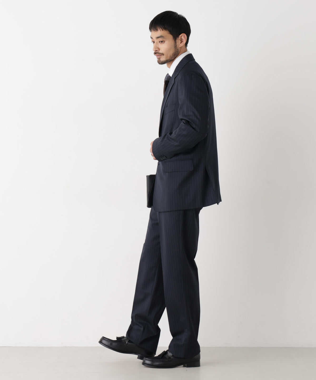 【形態安定】「DamerinoFormal」ウールPペンシルストライプPT/WASHABLE(セットアップ可)
