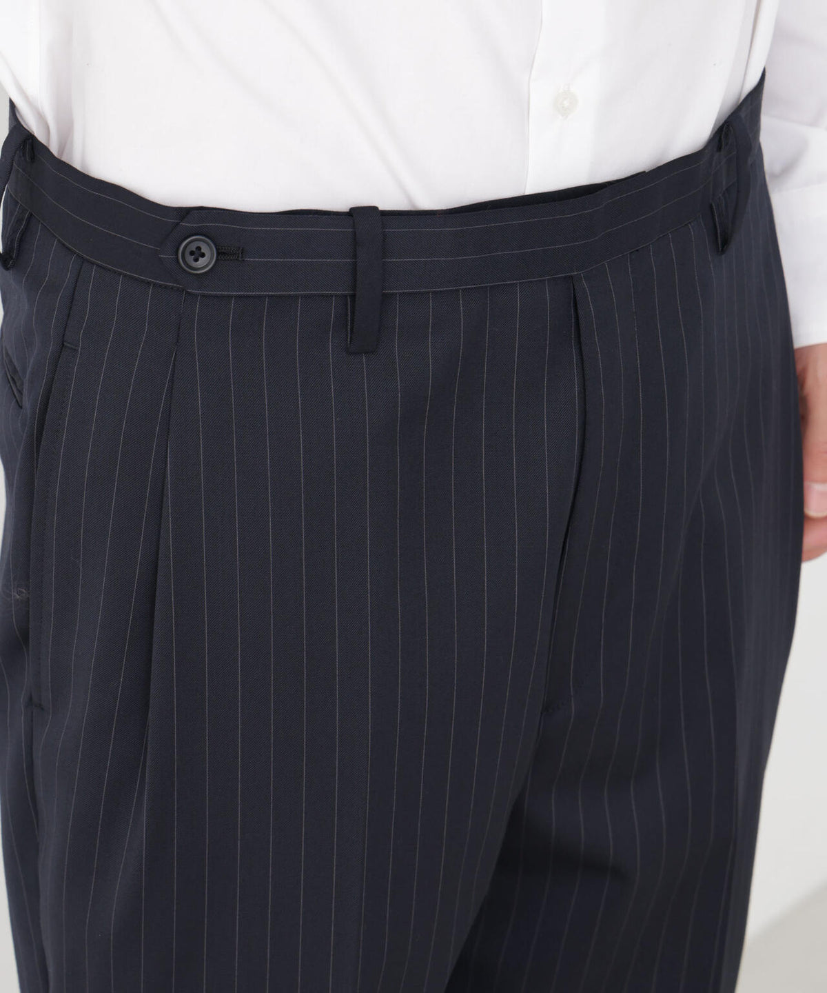【形態安定】「DamerinoFormal」ウールPペンシルストライプPT/WASHABLE(セットアップ可)