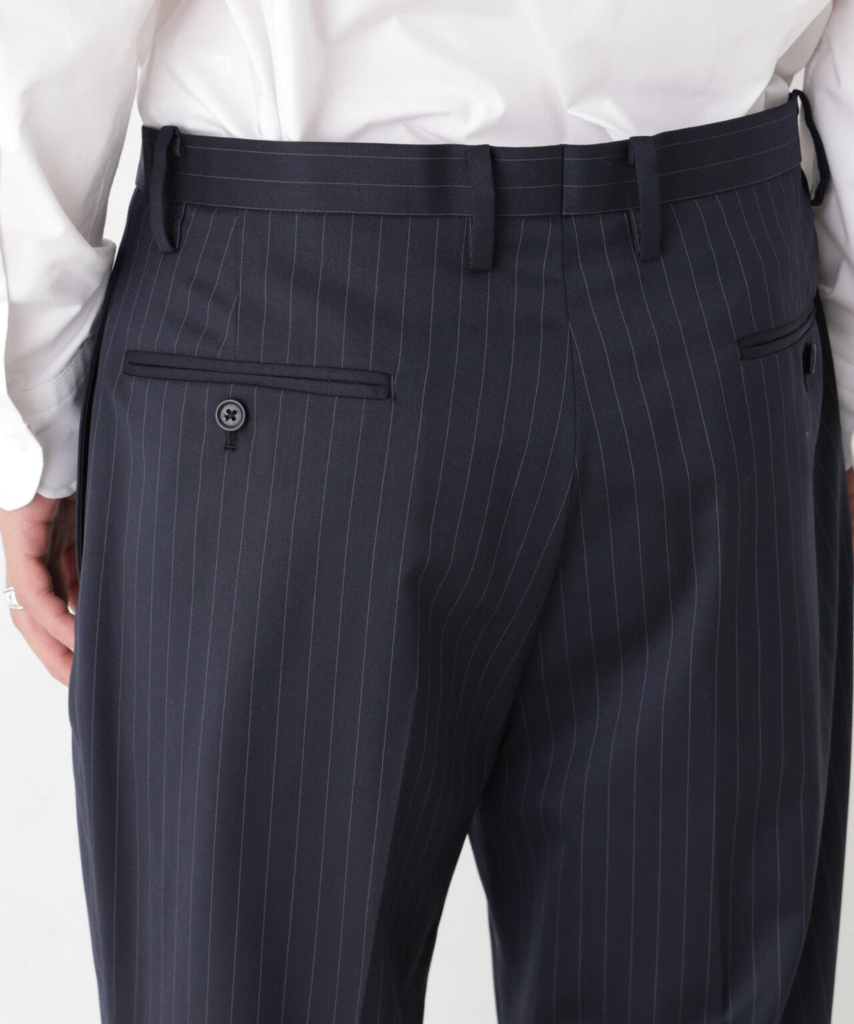 【形態安定】「DamerinoFormal」ウールPペンシルストライプPT/WASHABLE(セットアップ可)