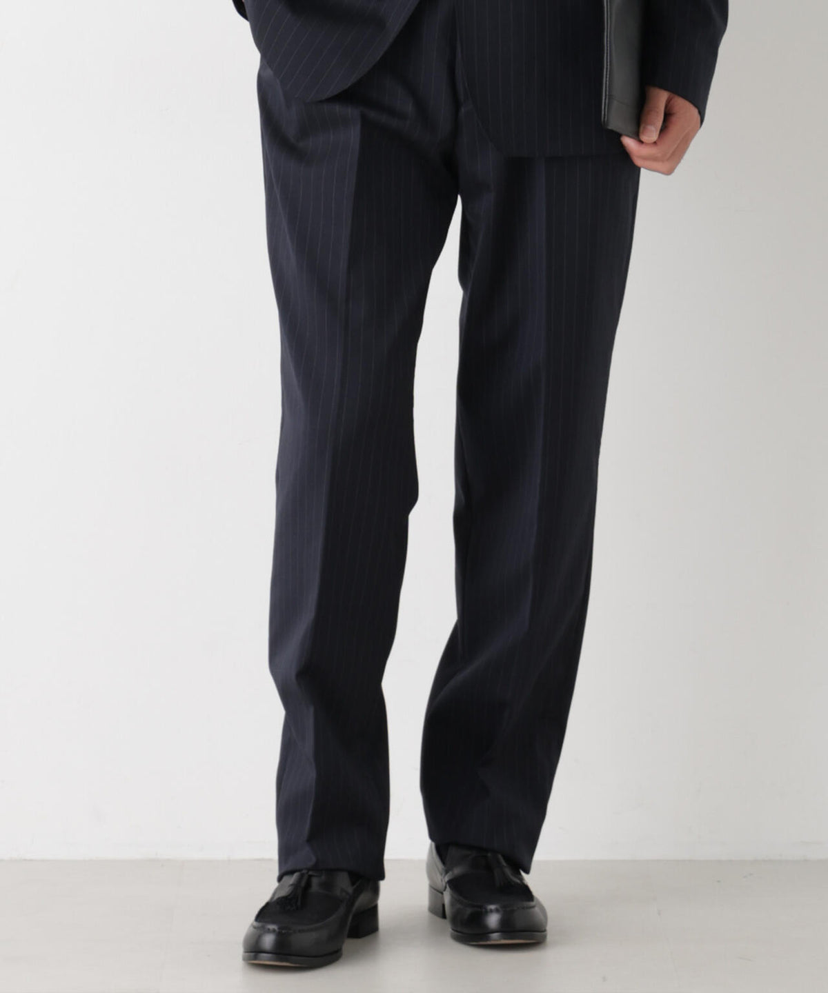 【形態安定】「DamerinoFormal」ウールPペンシルストライプPT/WASHABLE(セットアップ可)