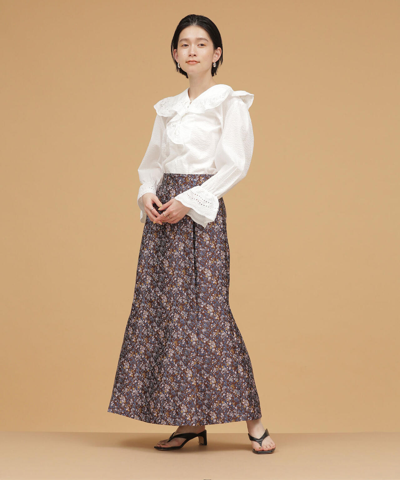 フラワージャカードマーメイドスカート