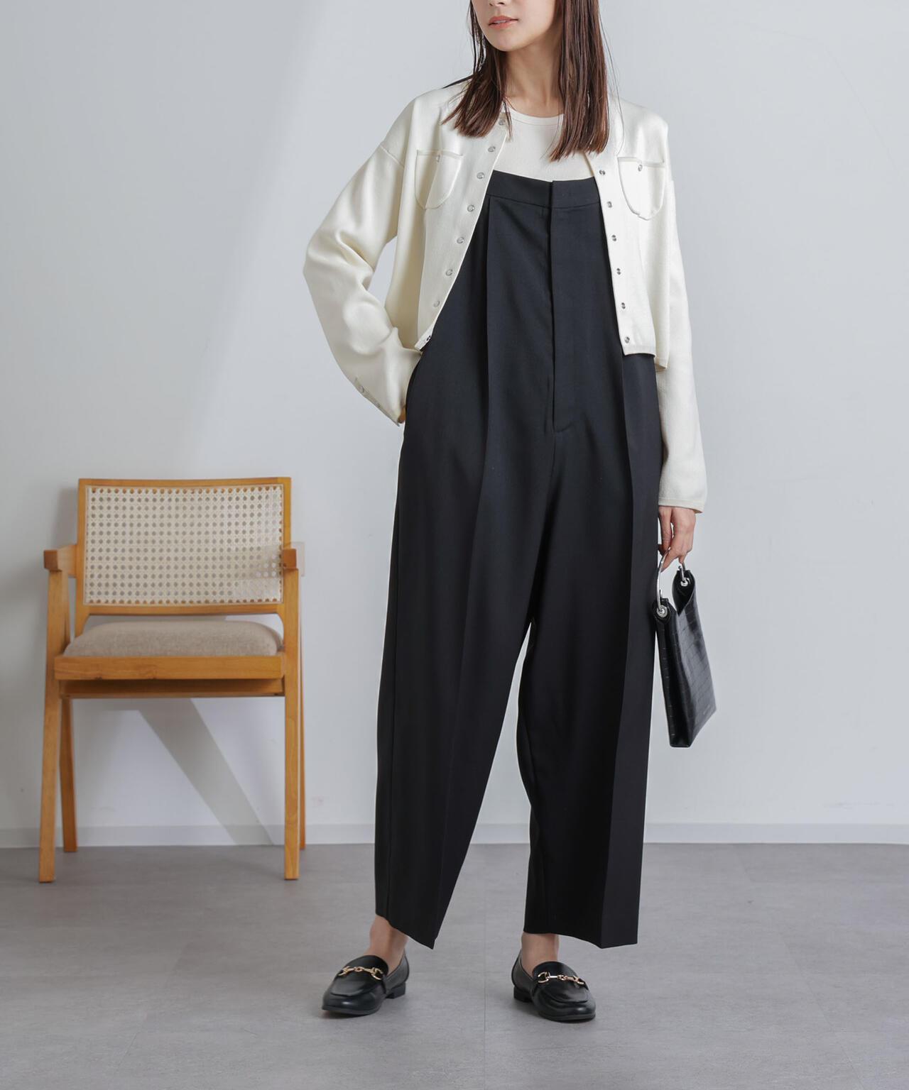 ハイウエストサロペットパンツ