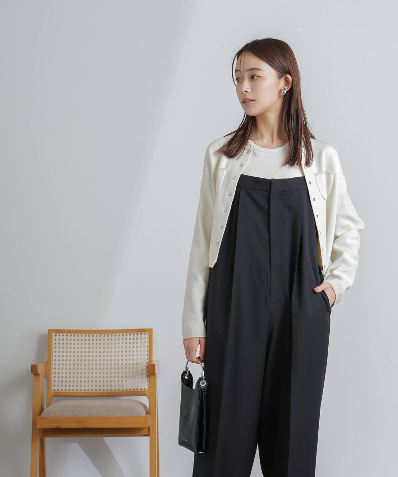 ハイウエストサロペットパンツ