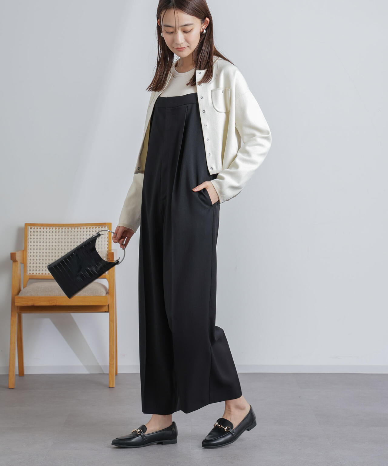ハイウエストサロペットパンツ
