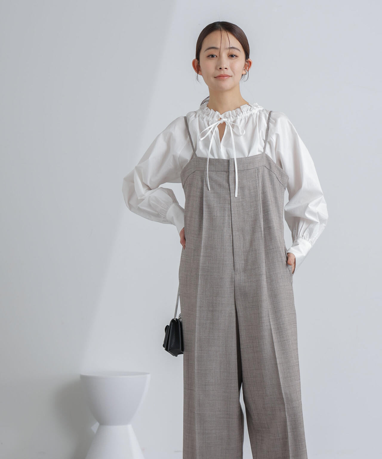 ハイウエストサロペットパンツ
