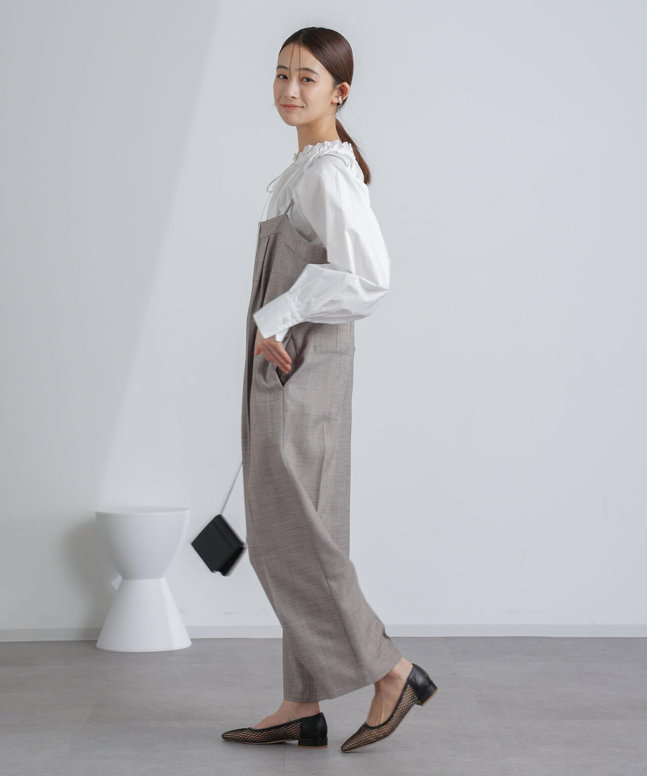 ハイウエストサロペットパンツ