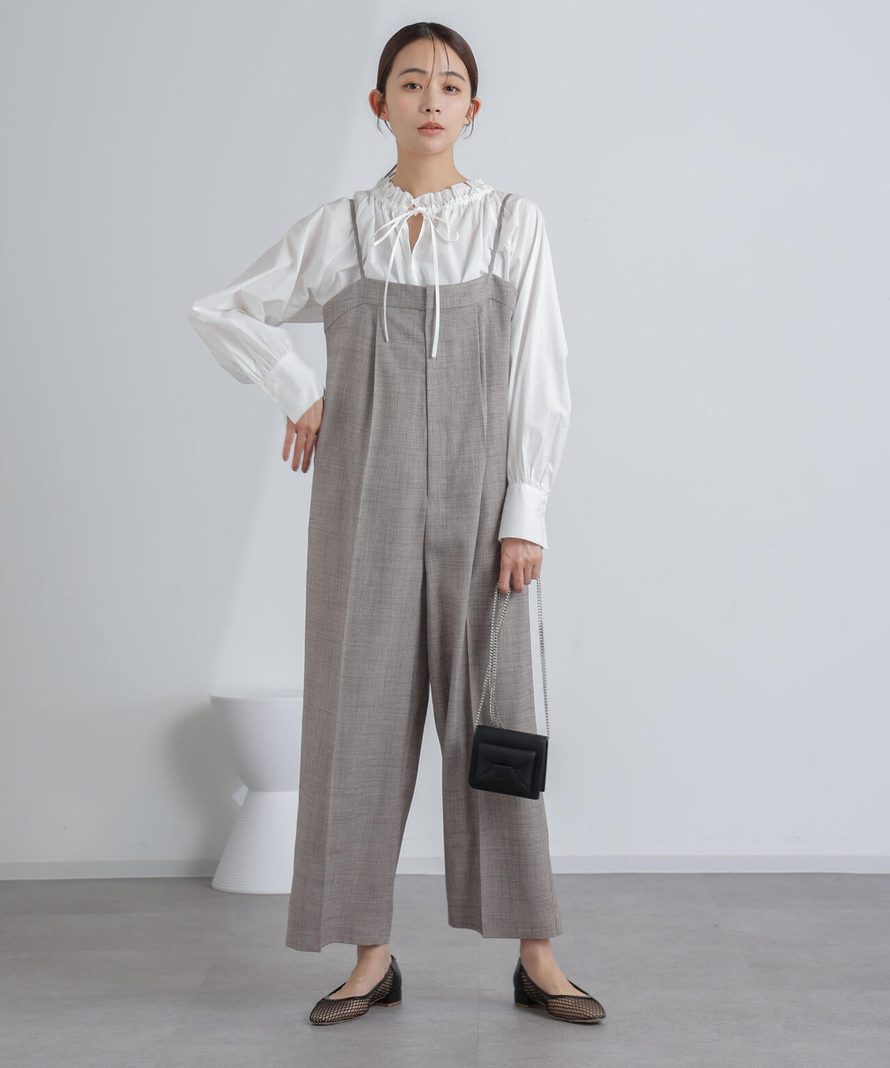 ハイウエストサロペットパンツ