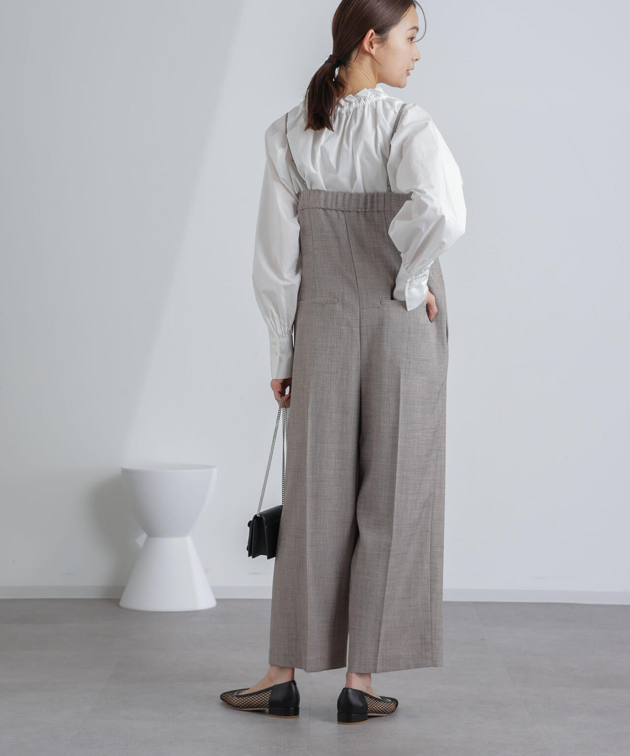 ハイウエストサロペットパンツ