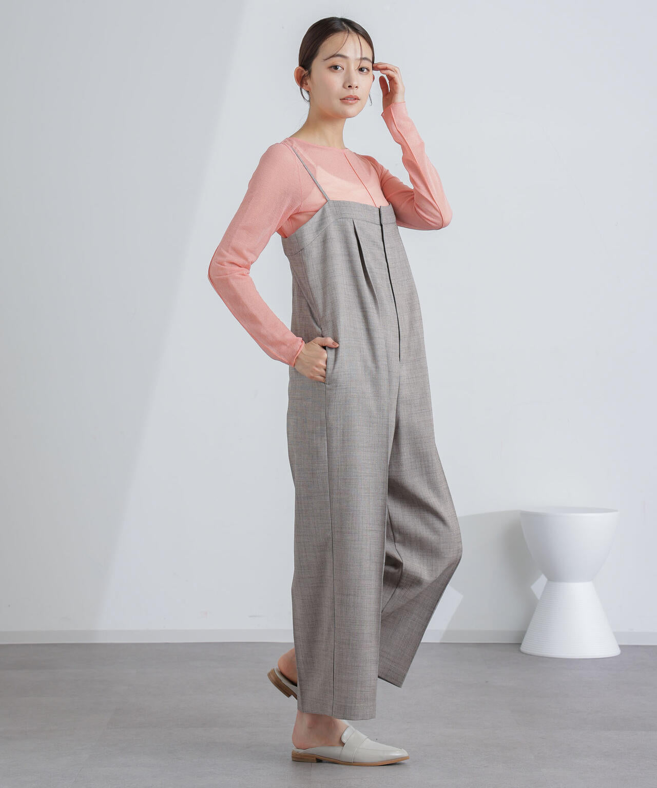 ハイウエストサロペットパンツ