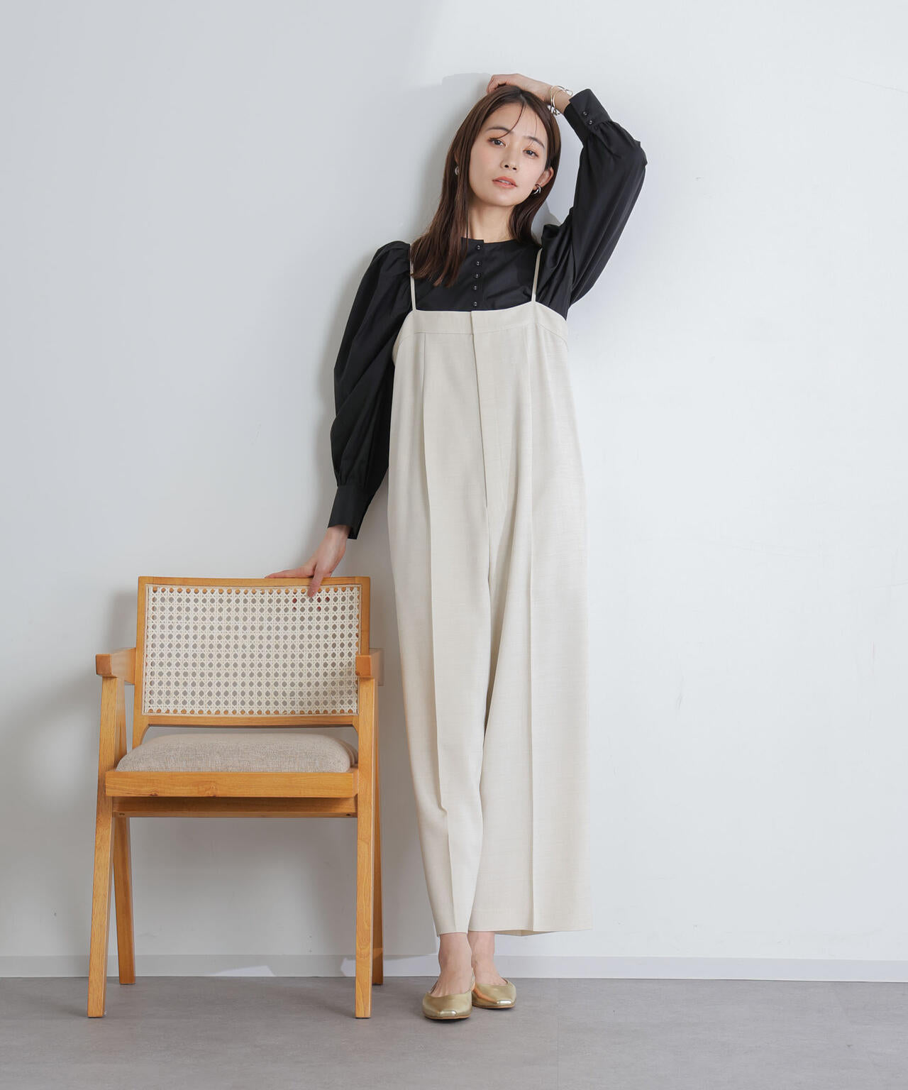 ハイウエストサロペットパンツ