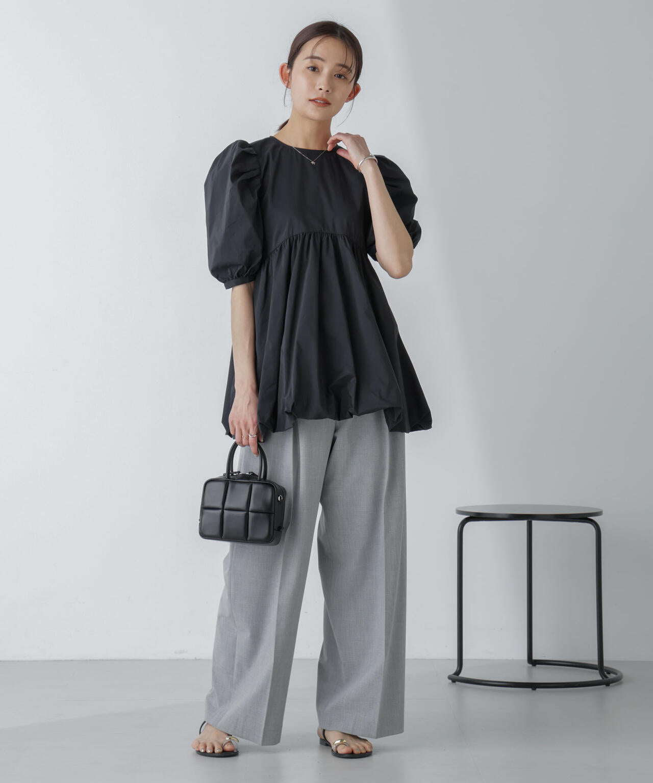 「星玲奈×NANO universe」タックスリーブバルーンブラウス