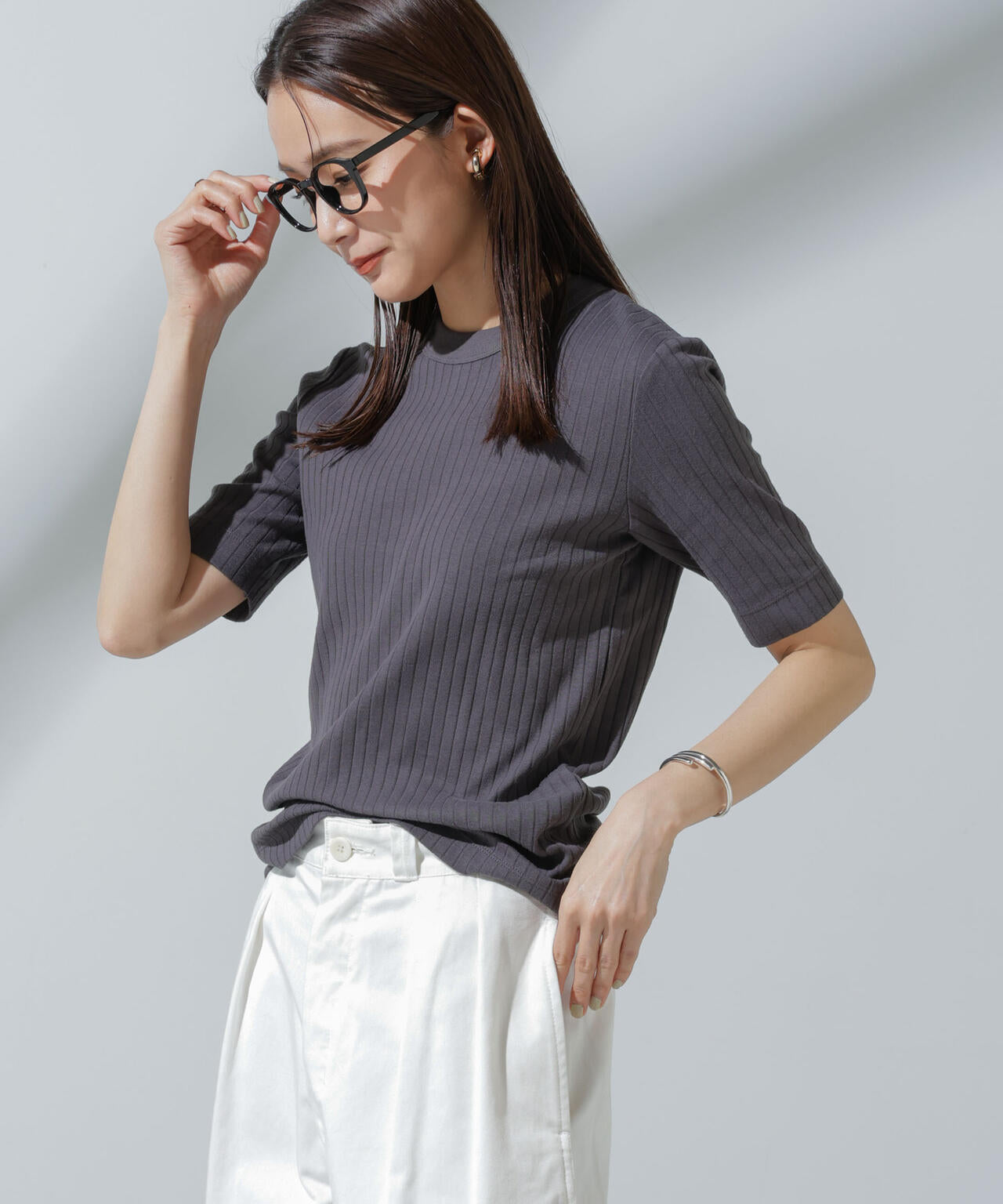 Anti Soaked(R) 汗染み防止 クルーネックリブTシャツ