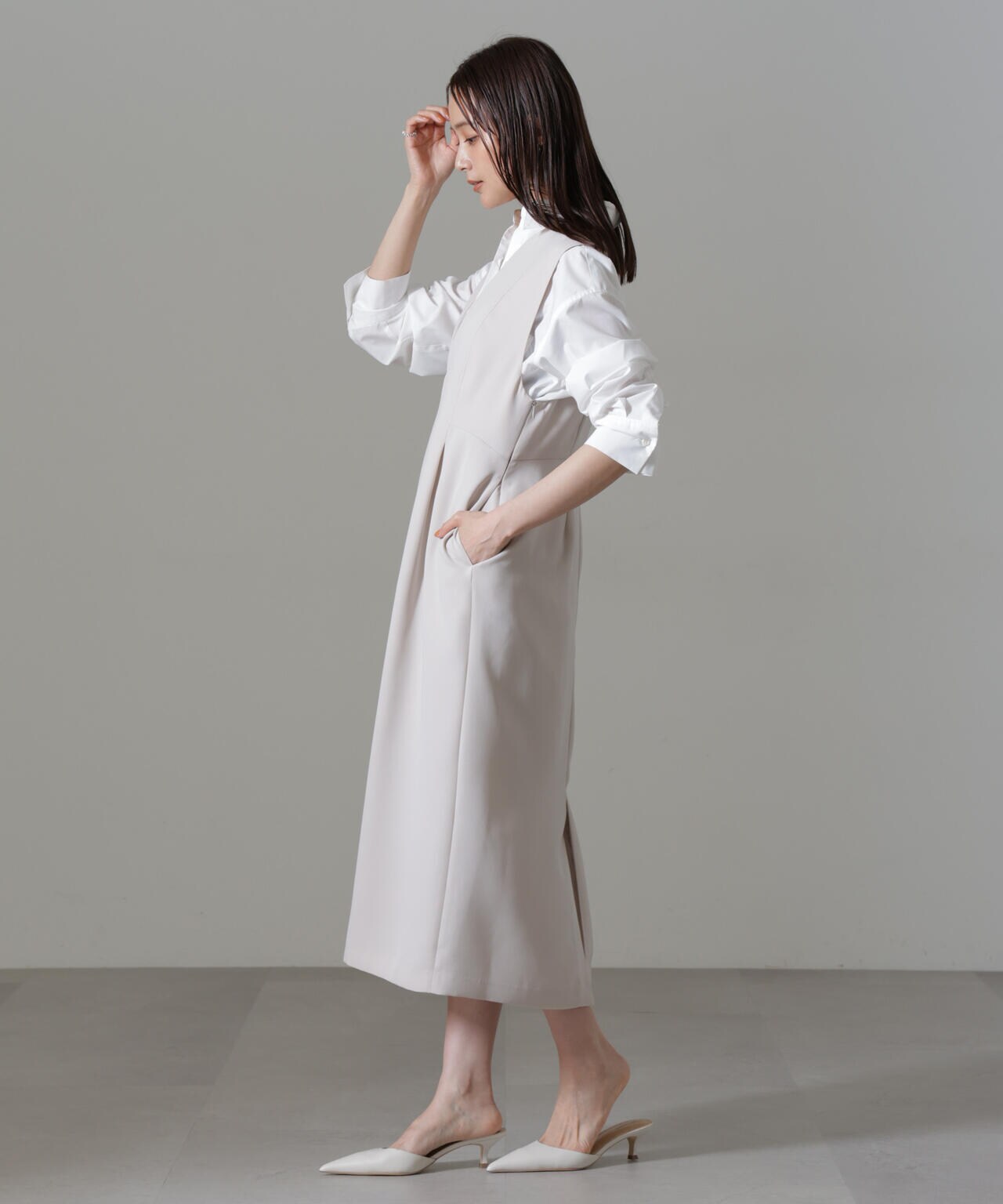 イージーケアダブルクロス ノースリーブワンピース(セットアップ可)