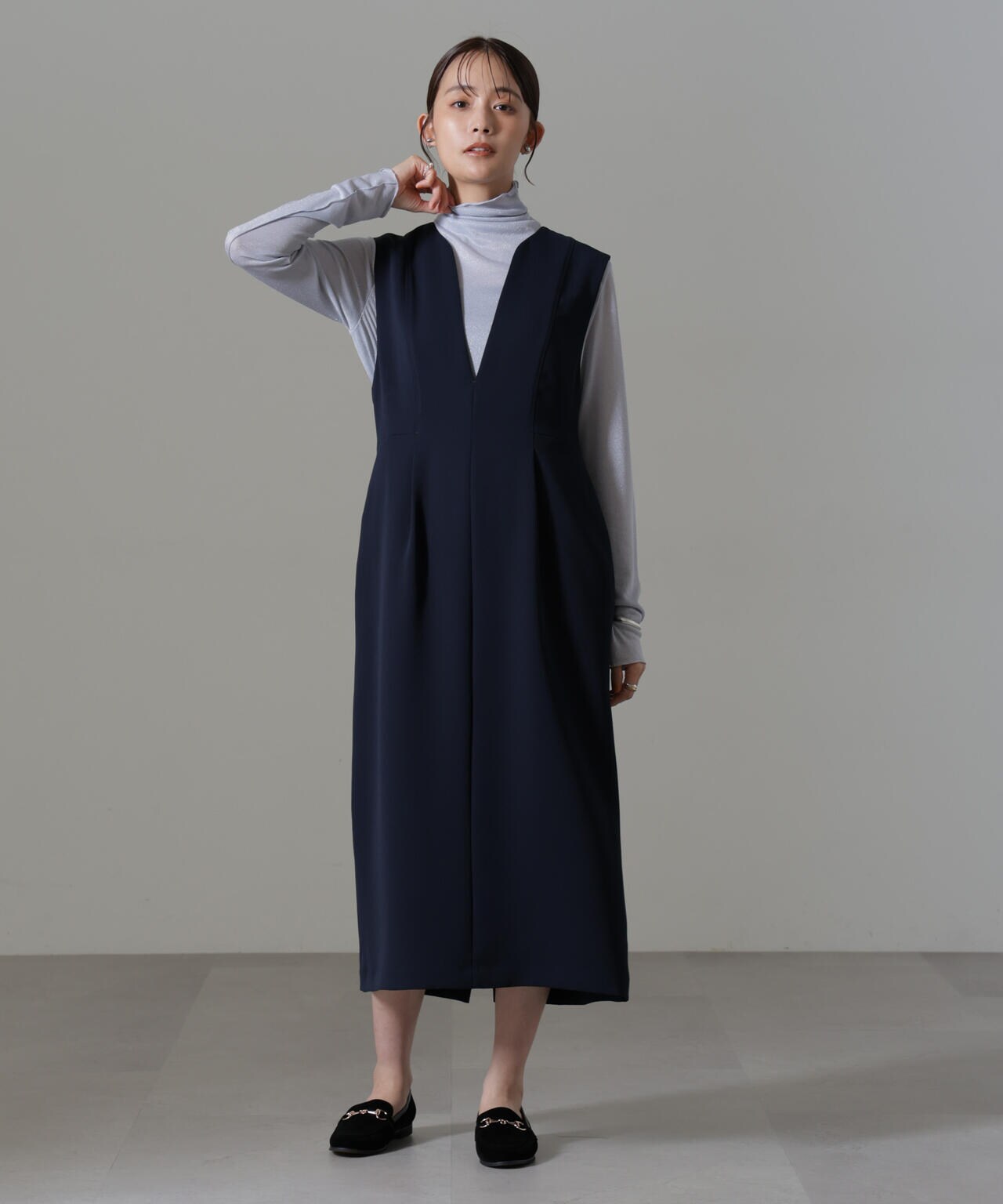 イージーケアダブルクロス ノースリーブワンピース(セットアップ可)