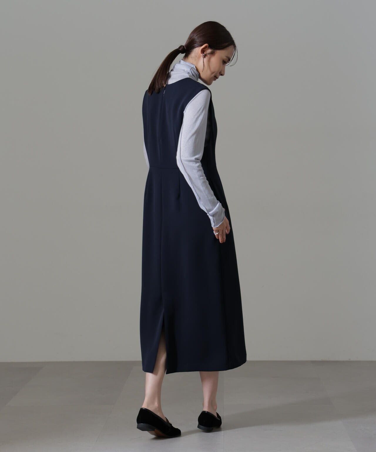 イージーケアダブルクロス ノースリーブワンピース(セットアップ可)