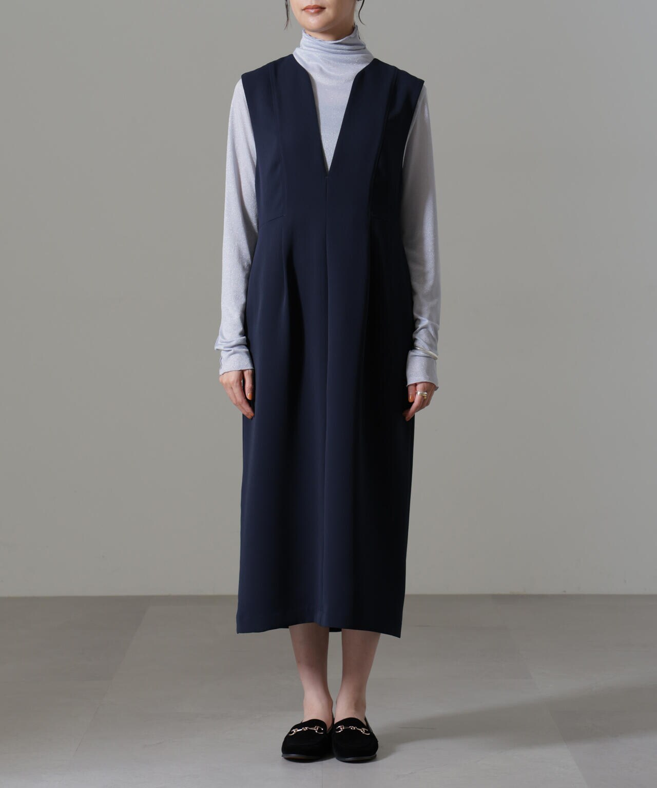 イージーケアダブルクロス ノースリーブワンピース(セットアップ可)