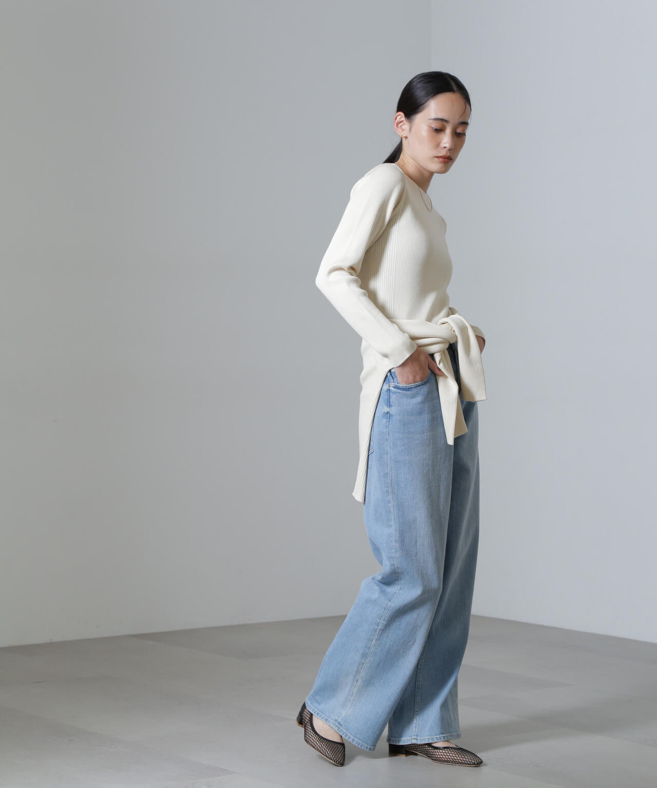 CICA&UVカット加工リブニット