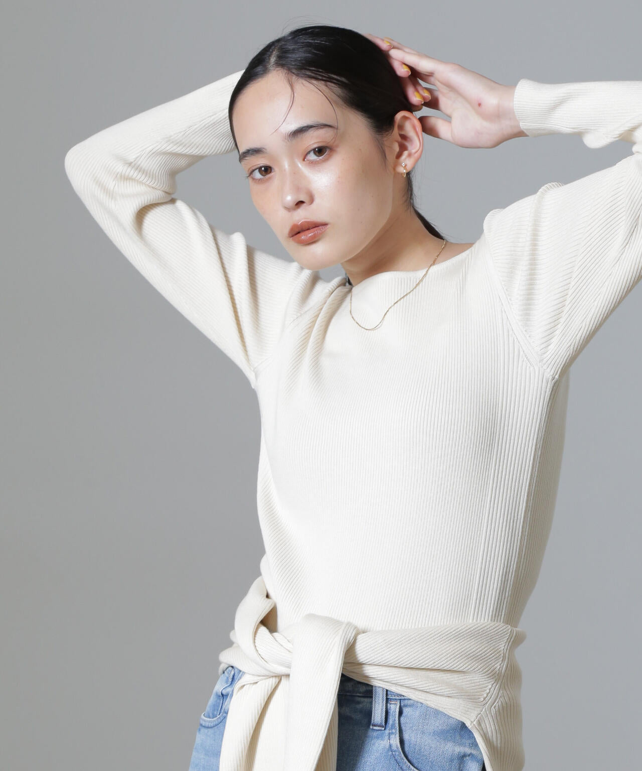 CICA&UVカット加工リブニット
