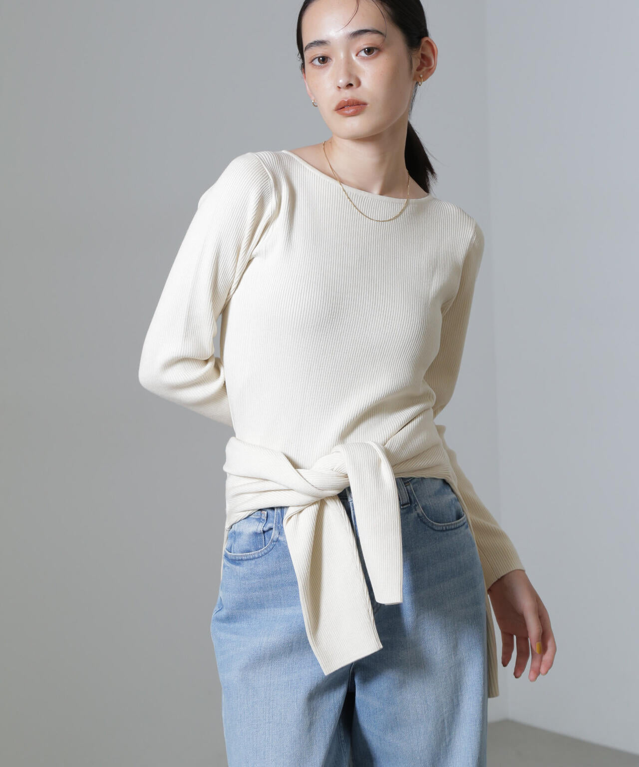 CICA&UVカット加工リブニット