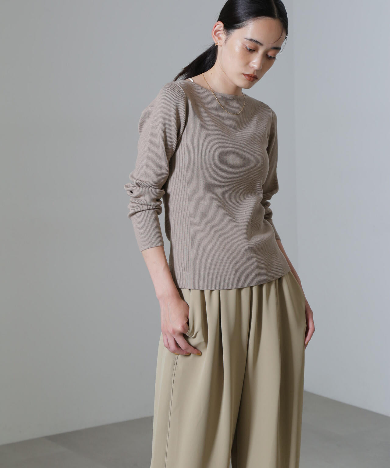 CICA&UVカット加工リブニット