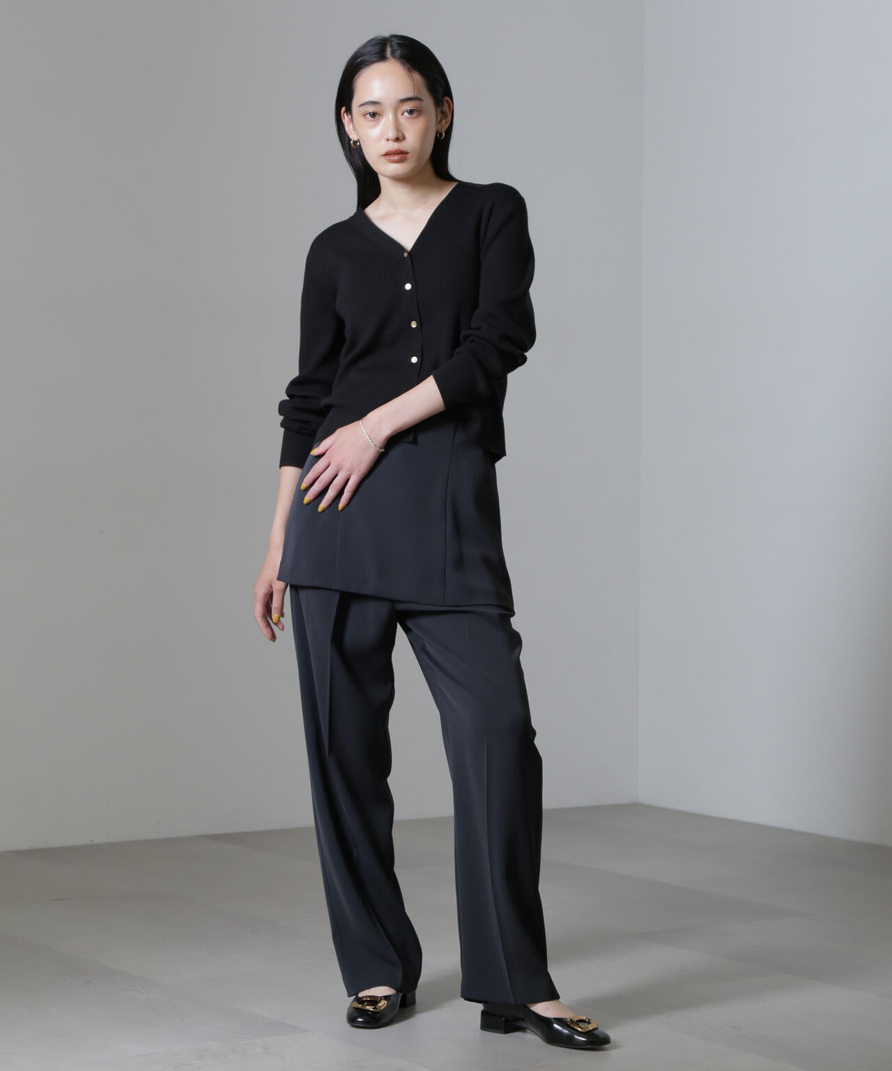 CICA&UVカット加工Vネックリブカーディガン