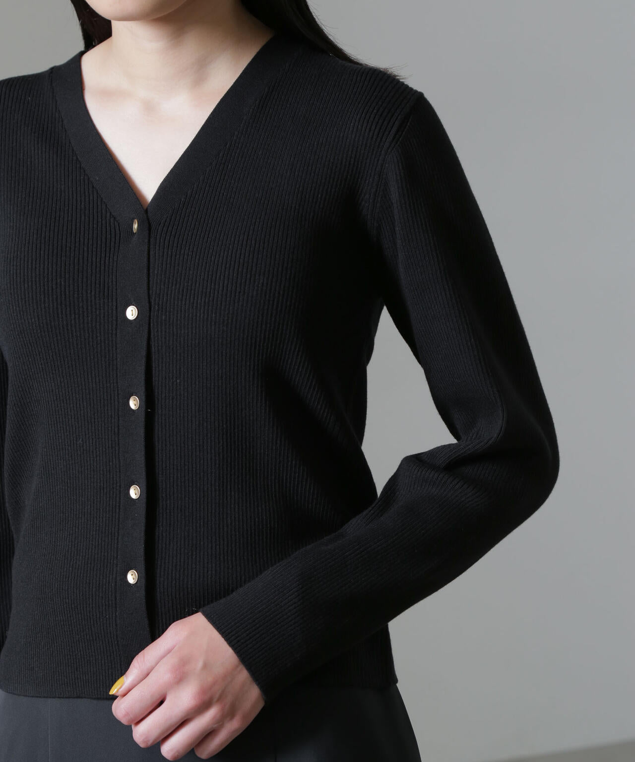 CICA&UVカット加工Vネックリブカーディガン