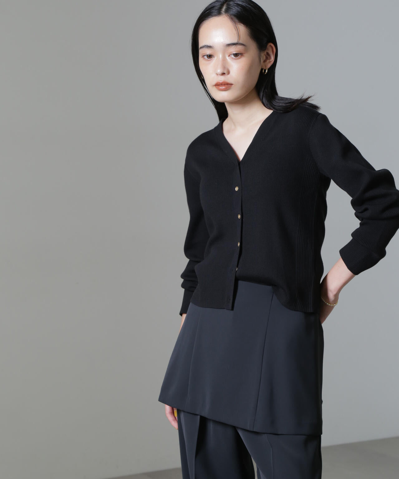 CICA&UVカット加工Vネックリブカーディガン
