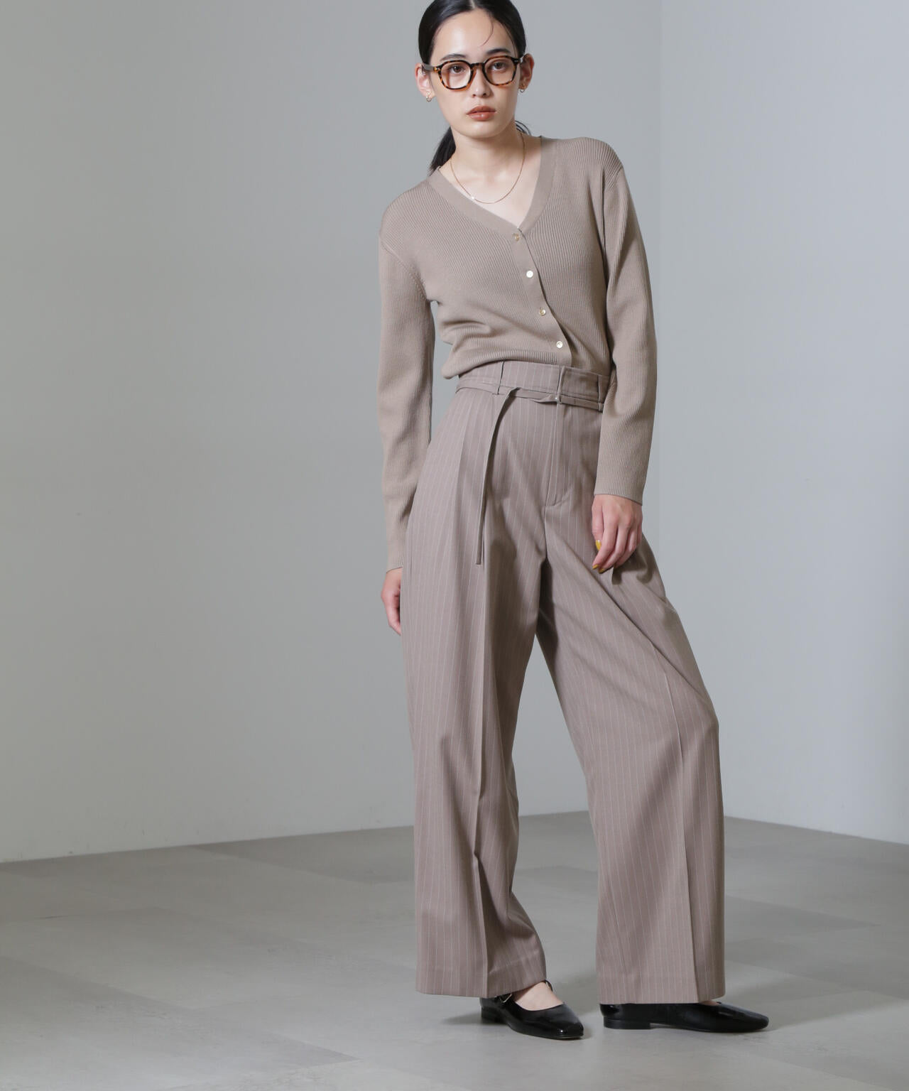 CICA&UVカット加工Vネックリブカーディガン