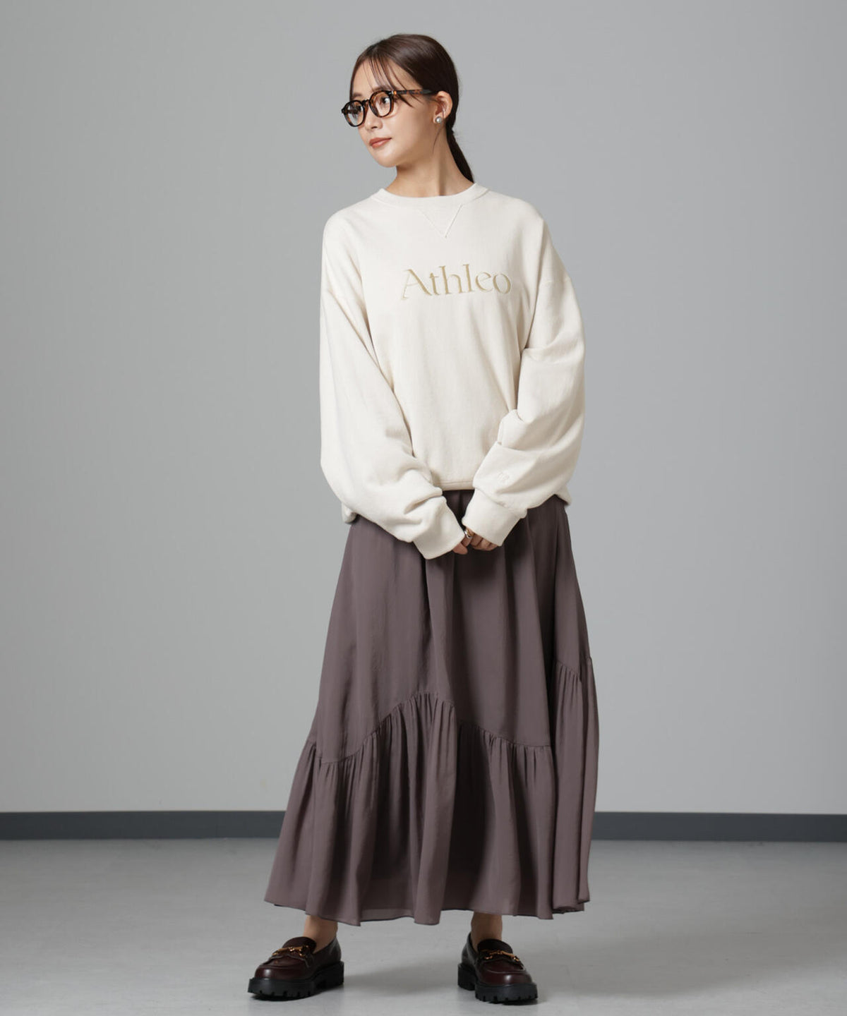 アシメティアードシフォンギャザースカート