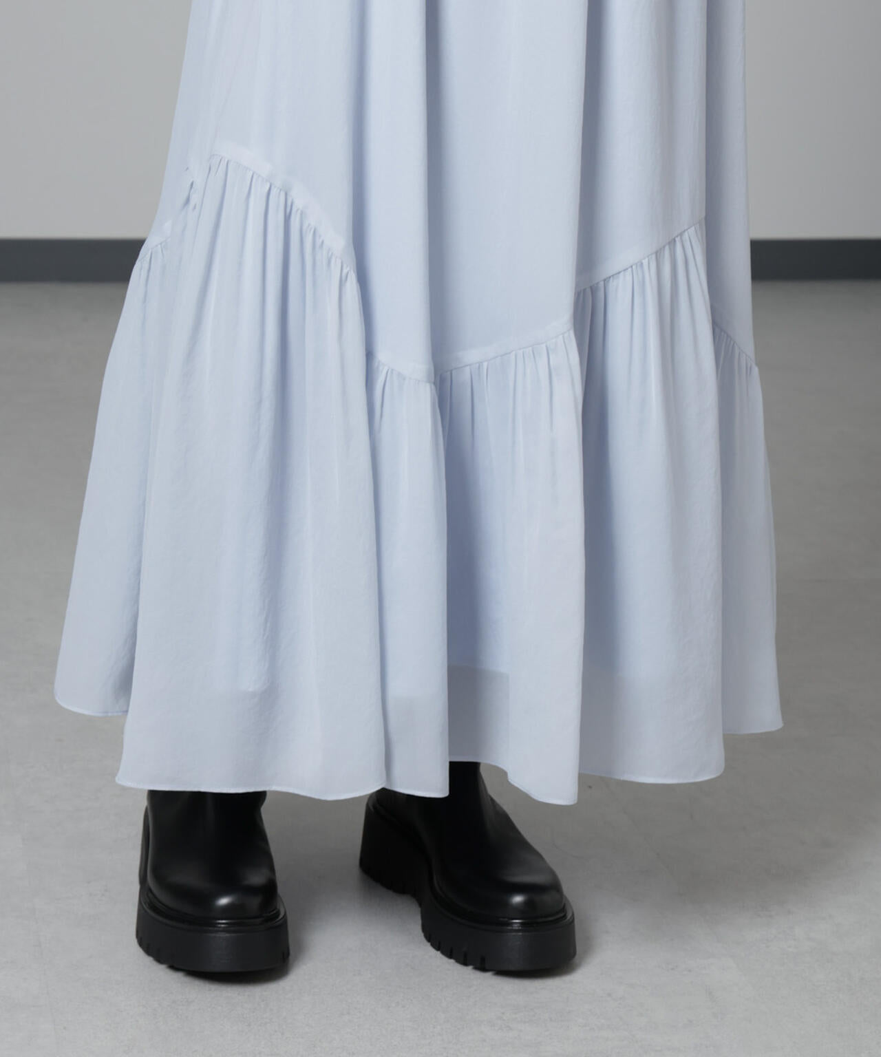 アシメティアードシフォンギャザースカート