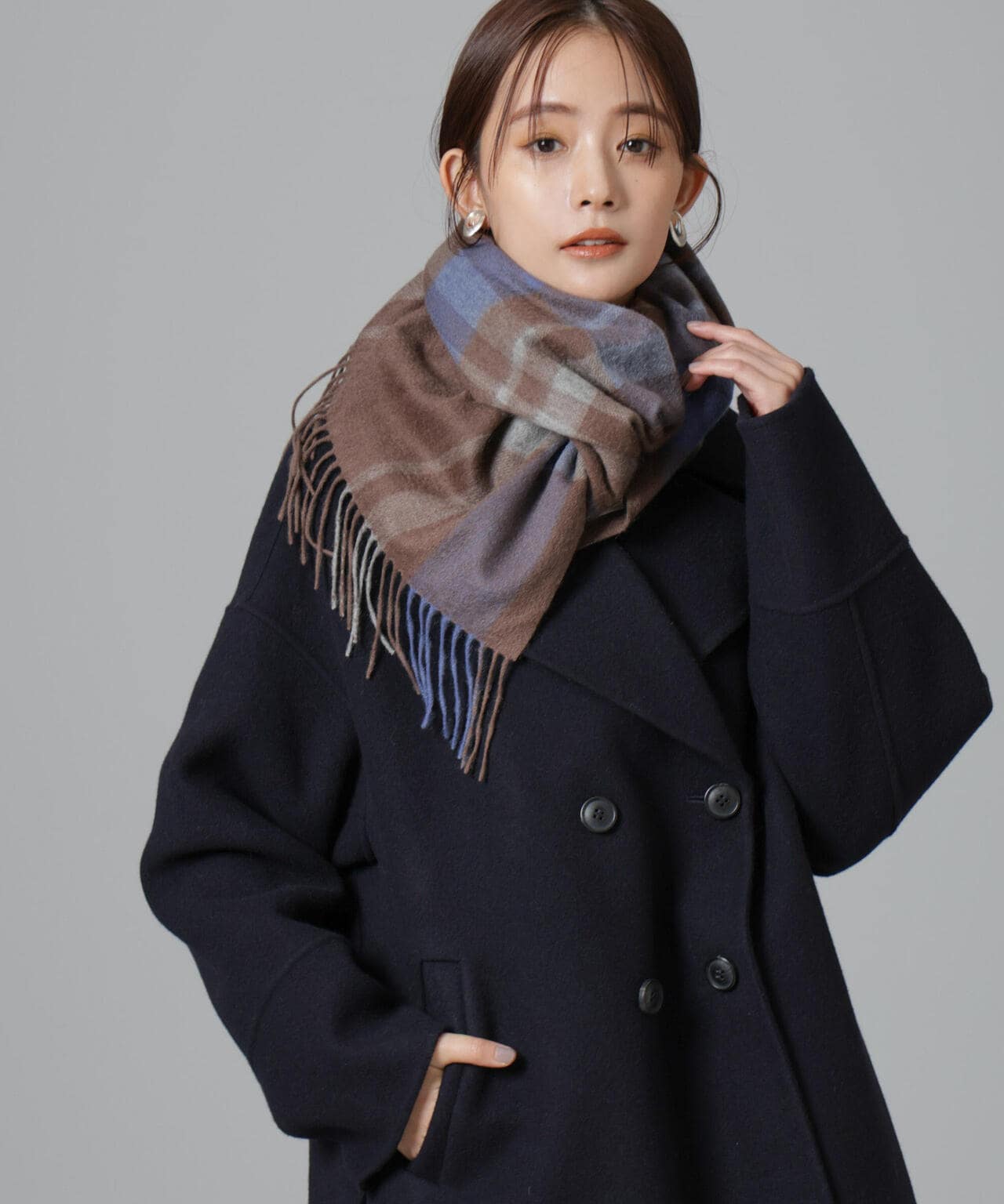 カシミヤチェックストール | NANO universe（ナノ・ユニバース