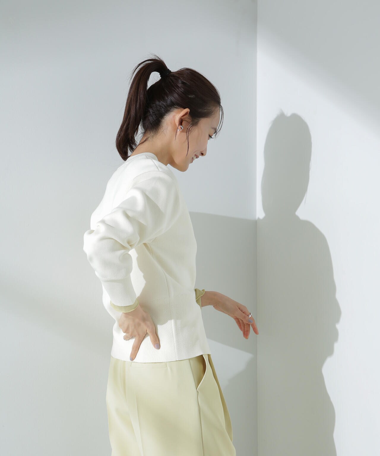 ダブルジャガードクルーネックニットカーディガン