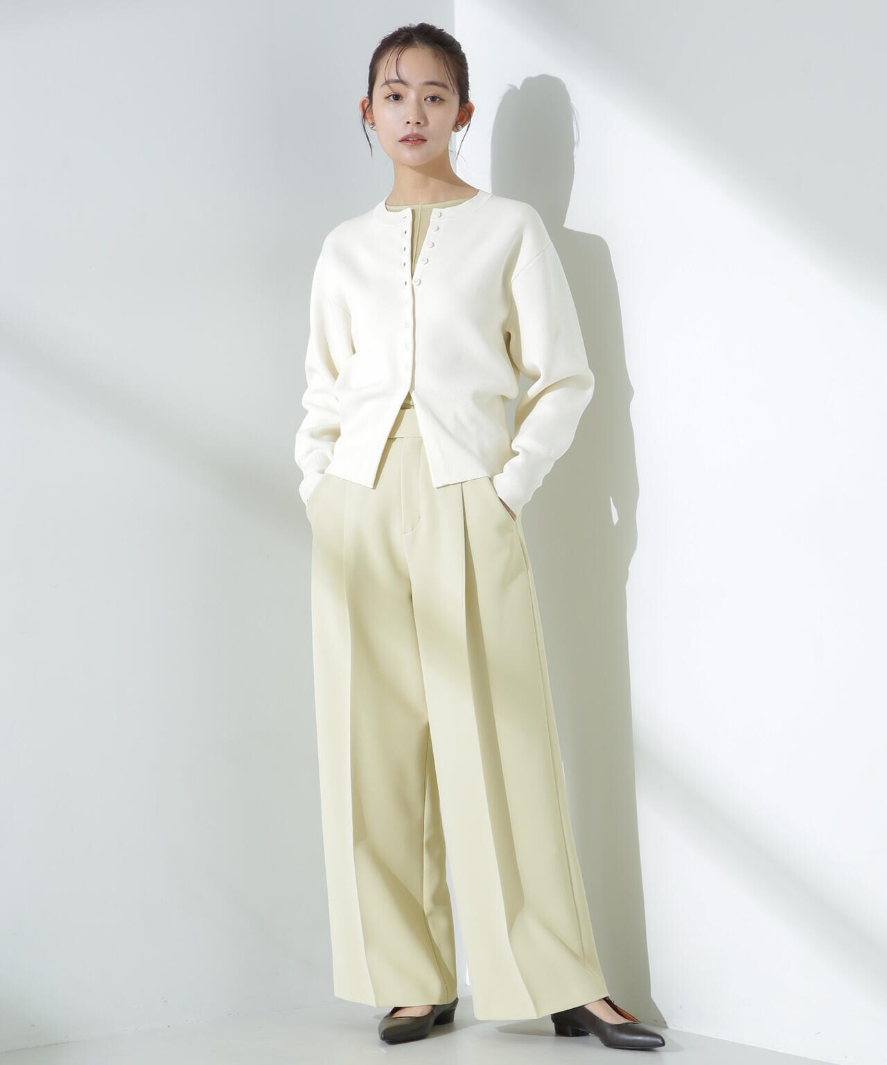 ダブルジャガードクルーネックニットカーディガン