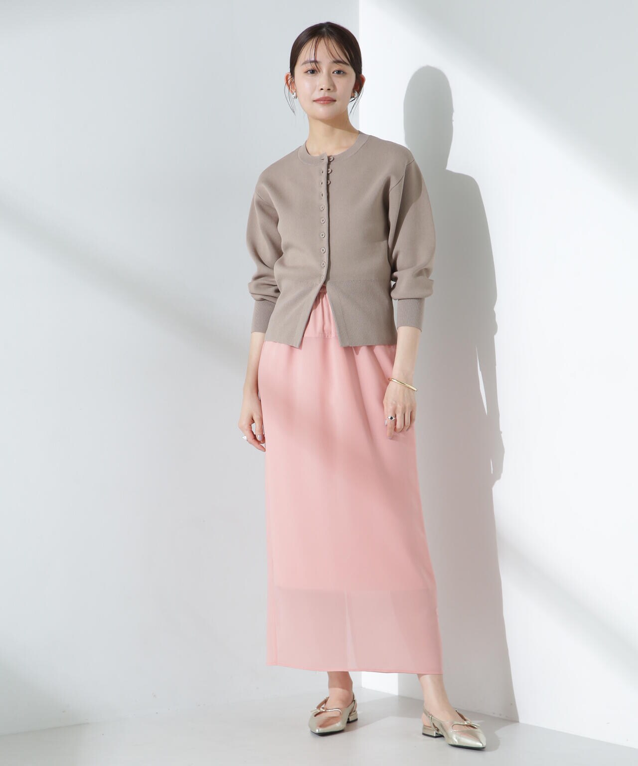 ダブルジャガードクルーネックニットカーディガン